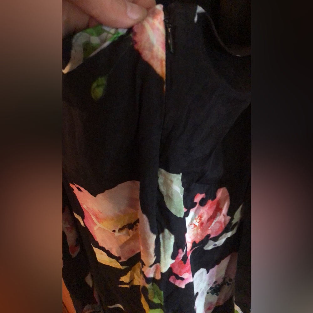 Nicole Miller Black Floral Maxi Dress with Pink & White Blooms - Picture 8 of 11